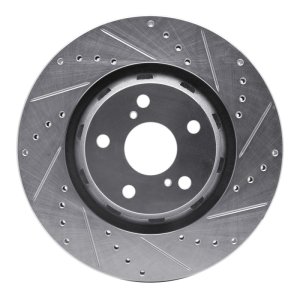 Toyota Venza Brake Rotor (1) - Front Right - R1 Concepts - Drilled & Slotted - Silver - `09-`15